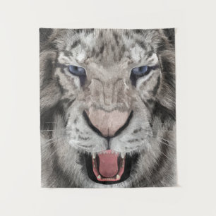 White Tiger Head  Tapestry