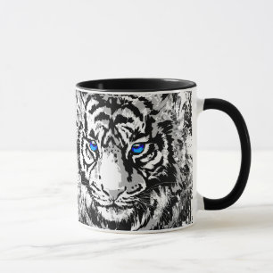 White Tiger Head - Tiger Blue Eyes Coffee Mug