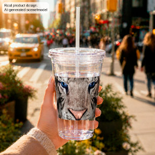 White Tiger Head Wildlife Aesthetic Acrylic Tumbler