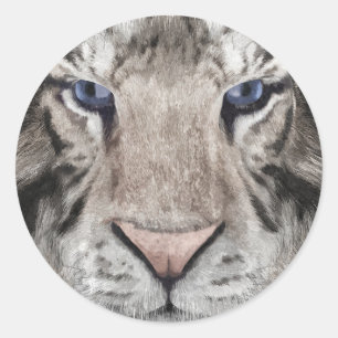 White Tiger Head Wildlife Aesthetic Classic Round Sticker