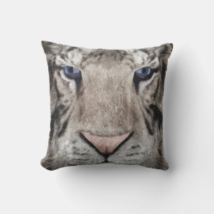 White Tiger Head Wildlife Aesthetic Cushion