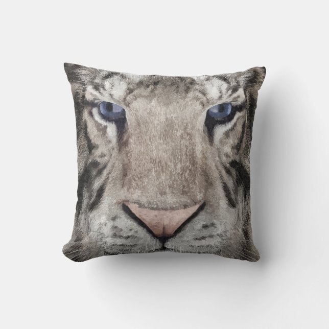 White Tiger Head Wildlife Aesthetic Cushion (Front)