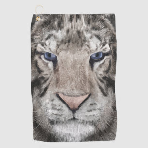 White Tiger Head Wildlife Aesthetic Golf Towel