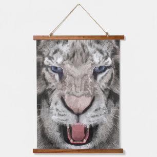 White Tiger Head Wildlife Aesthetic Hanging Tapestry