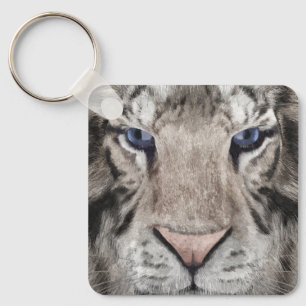 White Tiger Head Wildlife Aesthetic Key Ring