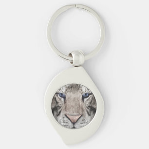 White Tiger Head Wildlife Aesthetic Key Ring