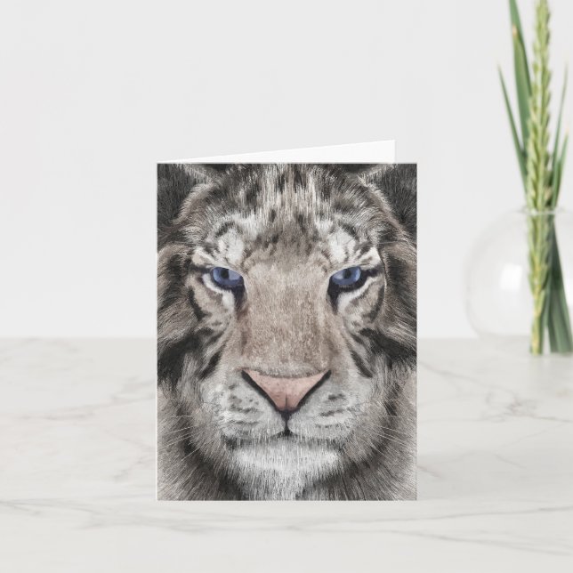 White Tiger Head Wildlife Aesthetic Note Card (Front)