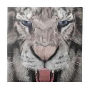 White Tiger Head Wildlife Aesthetic Tile