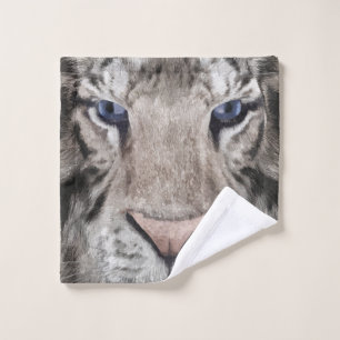 White Tiger Head Wildlife Aesthetic Wash Cloth