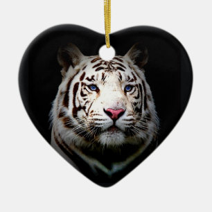 White Tiger Heart Ceramic Tree Decoration