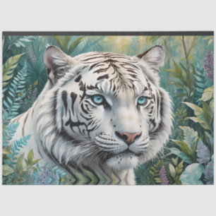 White Tiger in a Blue Green Jungle Tissue Paper