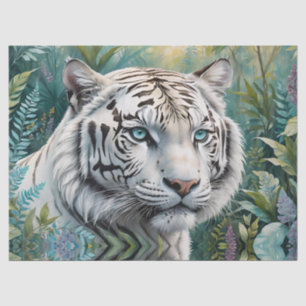 White Tiger in a Blue Green Jungle Tissue Paper