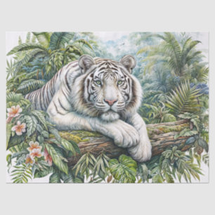 White Tiger In Lush Jungle  Tissue Paper