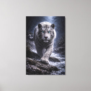 White Tiger in Motion – ManJiangHong Art Series Canvas Print