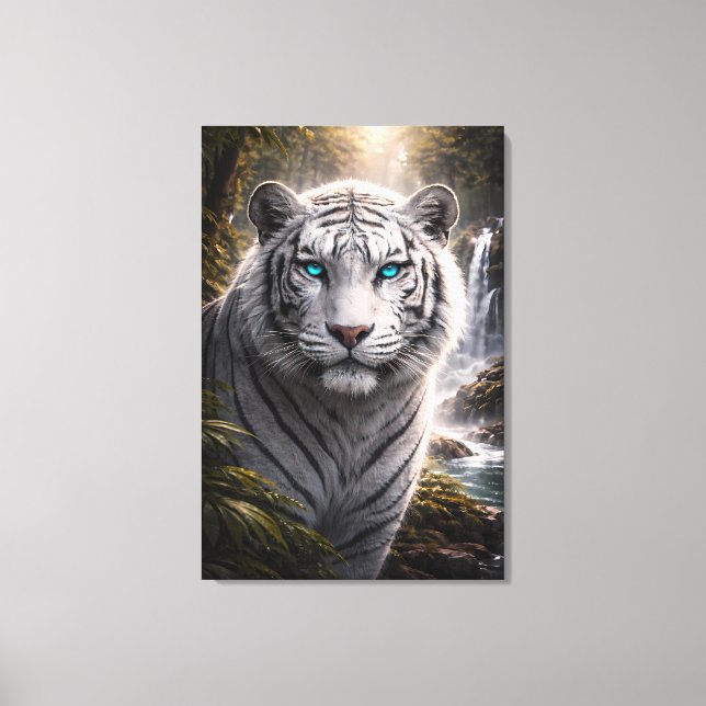 White Tiger in Motion – ManJiangHong Art Series Canvas Print (Front)