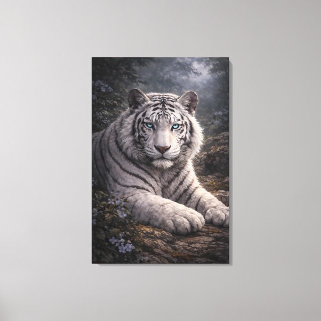 White Tiger in Motion – ManJiangHong Art Series Canvas Print (Front)