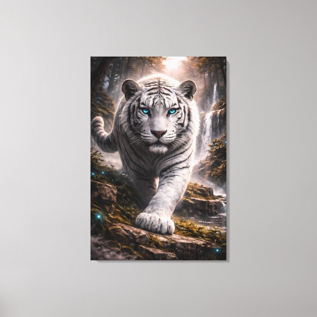 White Tiger in Motion – ManJiangHong Art Series Canvas Print (Front)