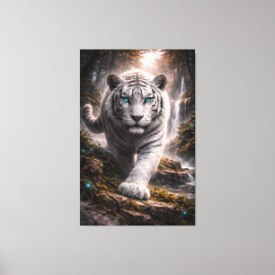 White Tiger in Motion – ManJiangHong Art Series Canvas Print