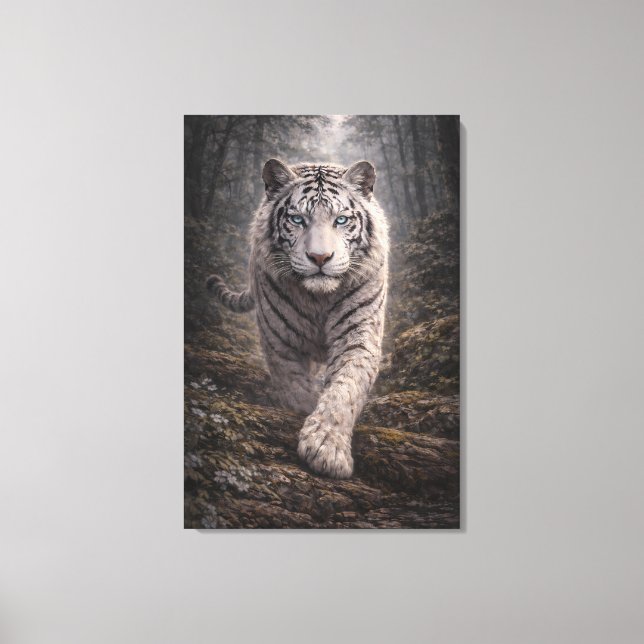 White Tiger in Motion – ManJiangHong Art Series Canvas Print (Front)