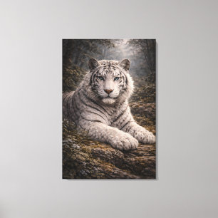 White Tiger in Motion – ManJiangHong Art Series Canvas Print