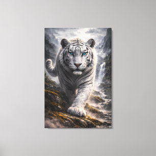White Tiger in Motion – ManJiangHong Art Series Canvas Print