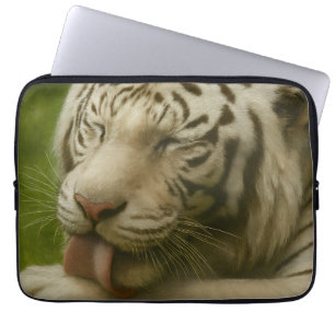White Tiger in Private Grooming Ritual Laptop Sleeve