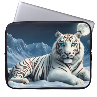 White Tiger In The Snow And Mountains Laptop Sleeve
