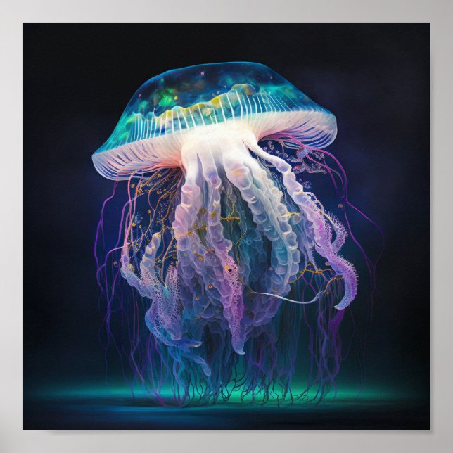 White Tiger Jellyfish Poster (Front)
