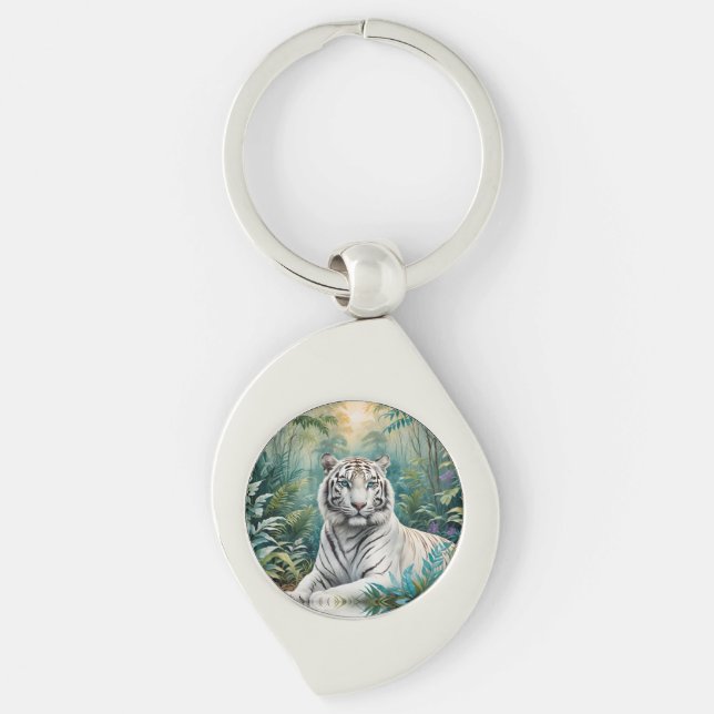 White Tiger Jungle Flora Key Ring (Front)