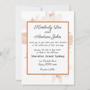 White Tiger Lilies Orange Blush Wedding Invitation