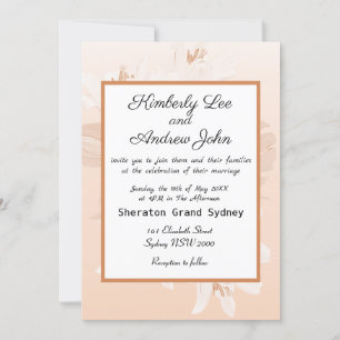 White Tiger Lilies Orange Blush Wedding Invitation