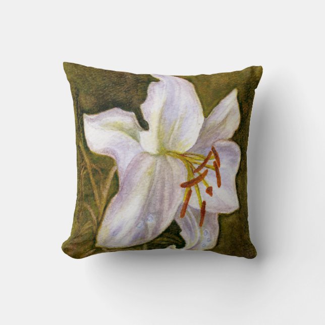 White Tiger Lily Blossom Cushion (Front)