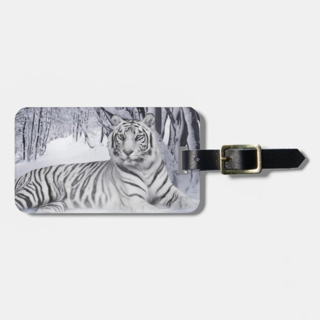 White Tiger Luggage Tag (Front Horizontal)