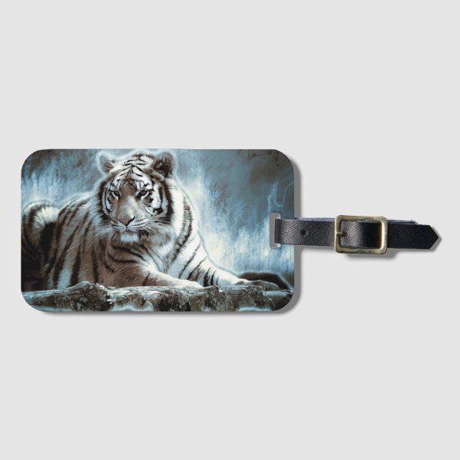 White Tiger Luggage Tag (Front Horizontal)