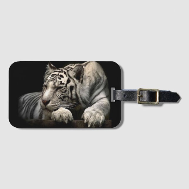 White Tiger Luggage Tag (Front Horizontal)