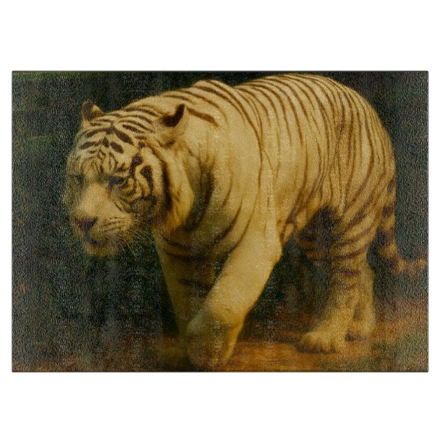 White Tiger Majesty – Stylised Wildlife Art Print Cutting Board (Front)