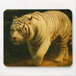 White Tiger Majesty – Stylized Wildlife Art Print Mouse Mat