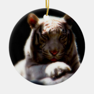 White Tiger Mirage Ceramic Tree Decoration