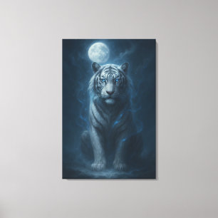 White Tiger – Moonlit Mystical Scene ManJiangHon Canvas Print