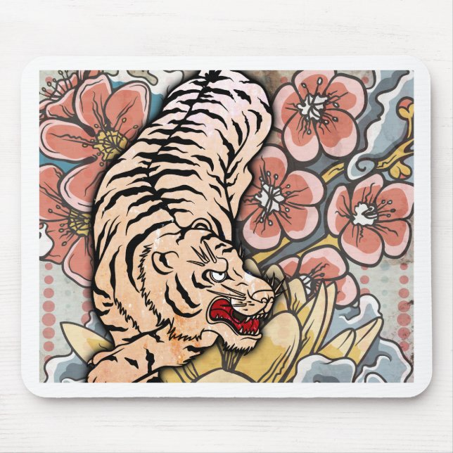 White Tiger Mouse Mat (Front)