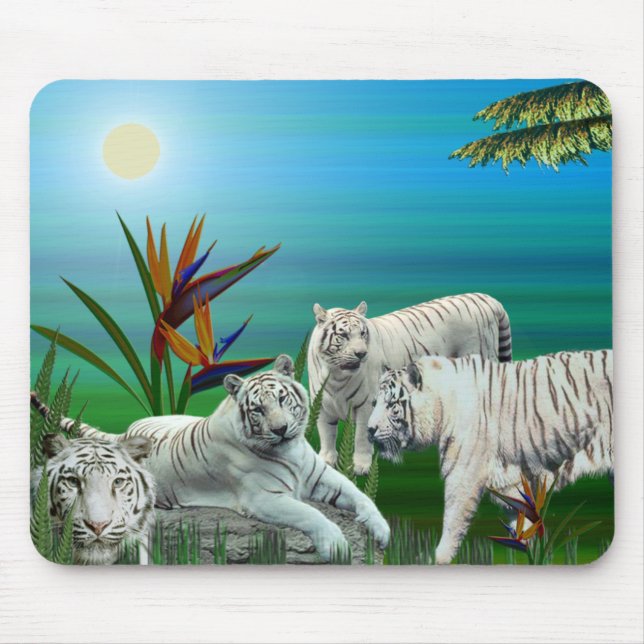 White Tiger Mousepad03 Mouse Mat (Front)