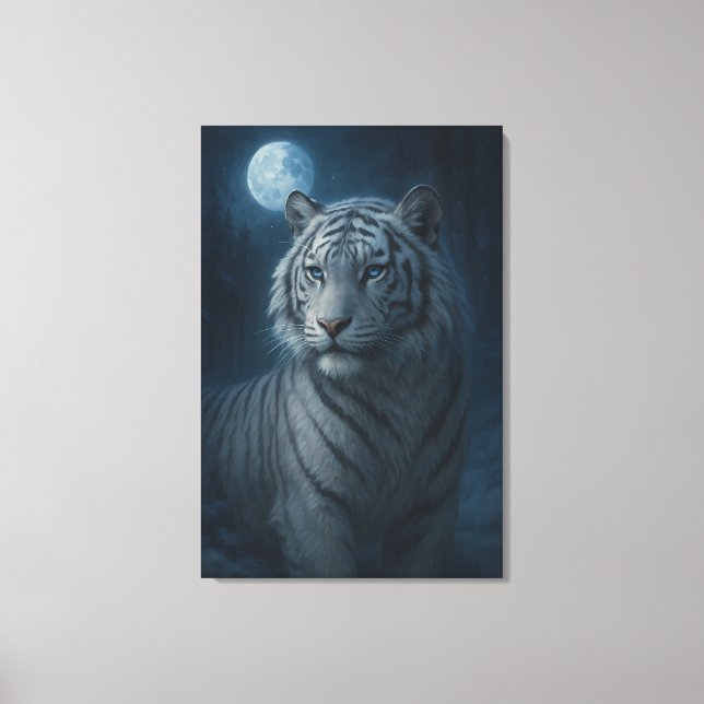 White Tiger – Mystical Fantasy Portrait – ManJiang Canvas Print (Front)