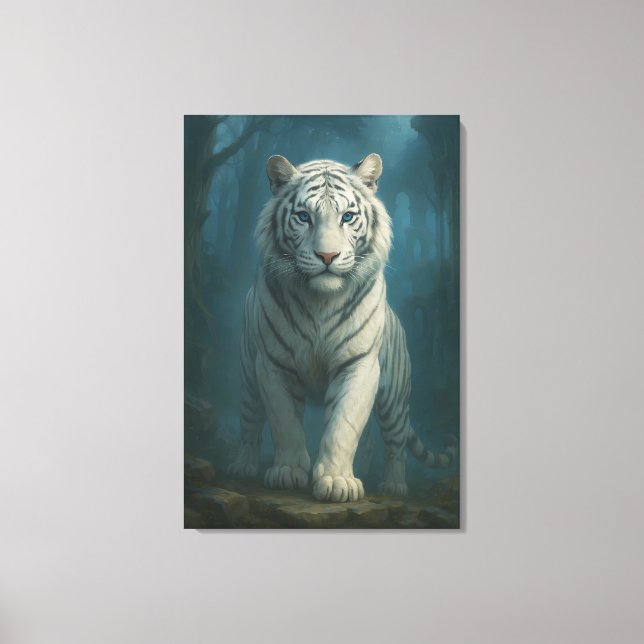 White Tiger – Mystical Fantasy Portrait – ManJiang Canvas Print (Front)