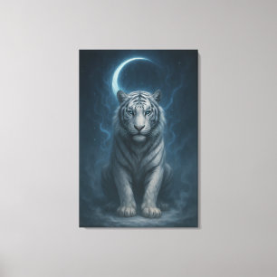 White Tiger – Mystical Fantasy Portrait – ManJiang Canvas Print