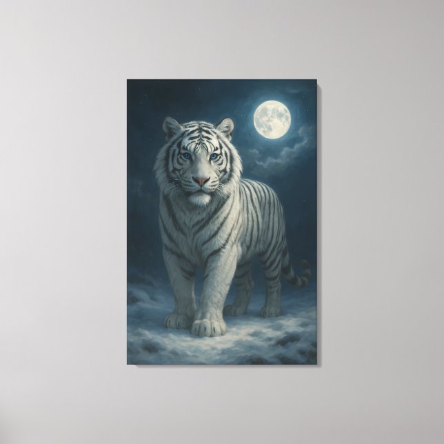 White Tiger – Mystical Fantasy Portrait – ManJiang Canvas Print (Front)