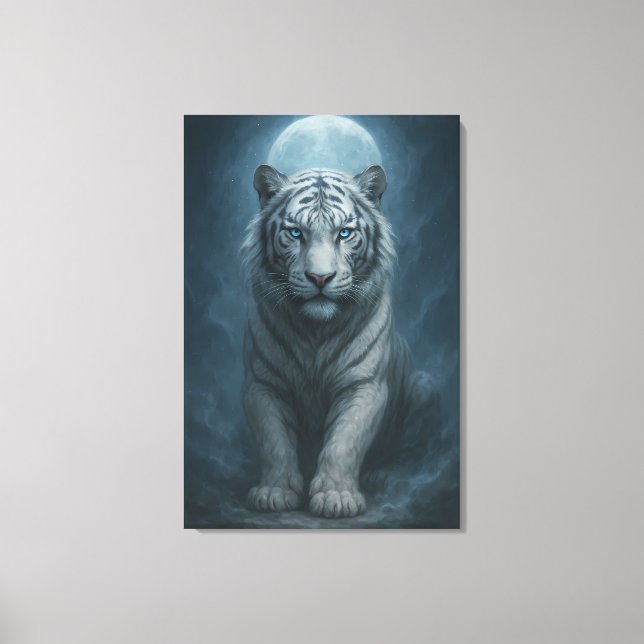 White Tiger – Mystical Fantasy Portrait – ManJiang Canvas Print (Front)
