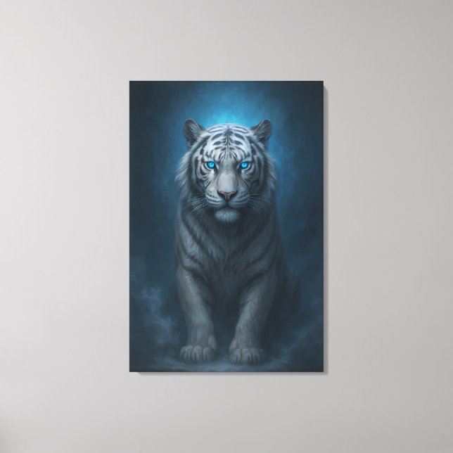 White Tiger – Mystical Fantasy Portrait – ManJiang Canvas Print (Front)