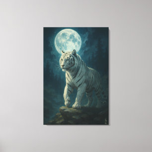 White Tiger – Mystical Fantasy Portrait – ManJiang Canvas Print
