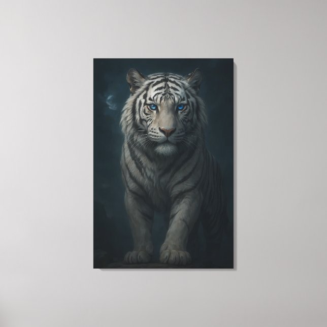 White Tiger – Mystical Fantasy Portrait – ManJiang Canvas Print (Front)