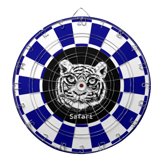 White Tiger on Navy Blue and White Dart Board (Front)